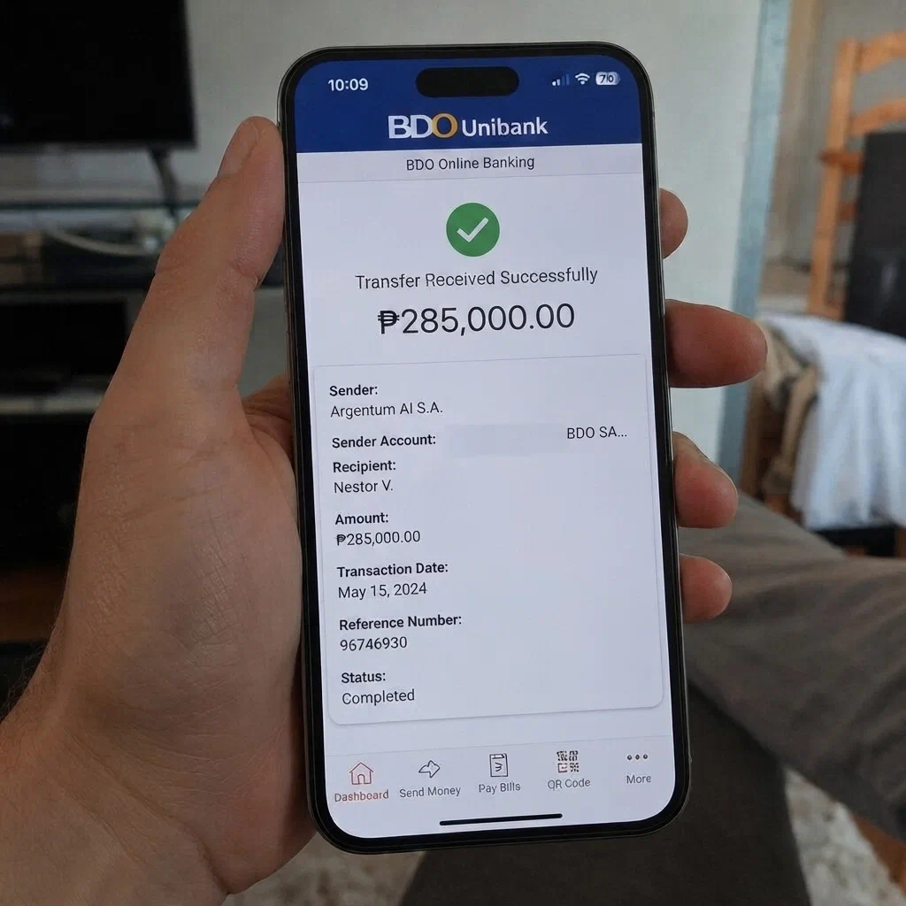 Captura de Banco Galicia: transferencia de Bitrendora Core S.A. por $2.340.000