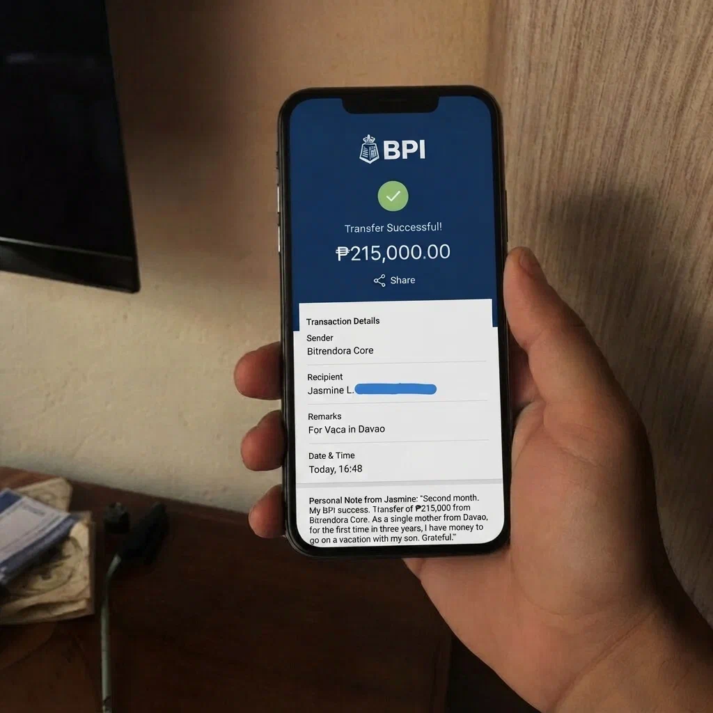 Captura de BBVA: transferencia de Bitrendora Core S.A. por $1.950.000